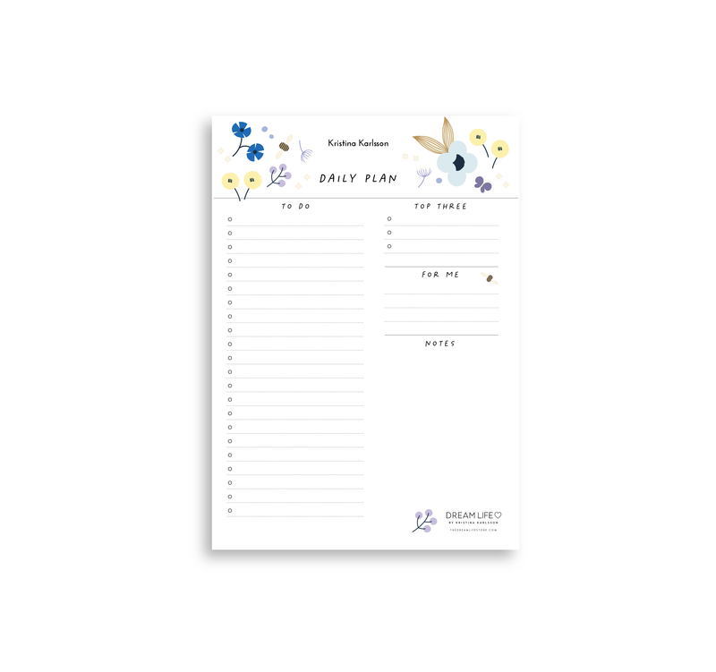 A5 Daily Plan Notepad - Spring - Blue