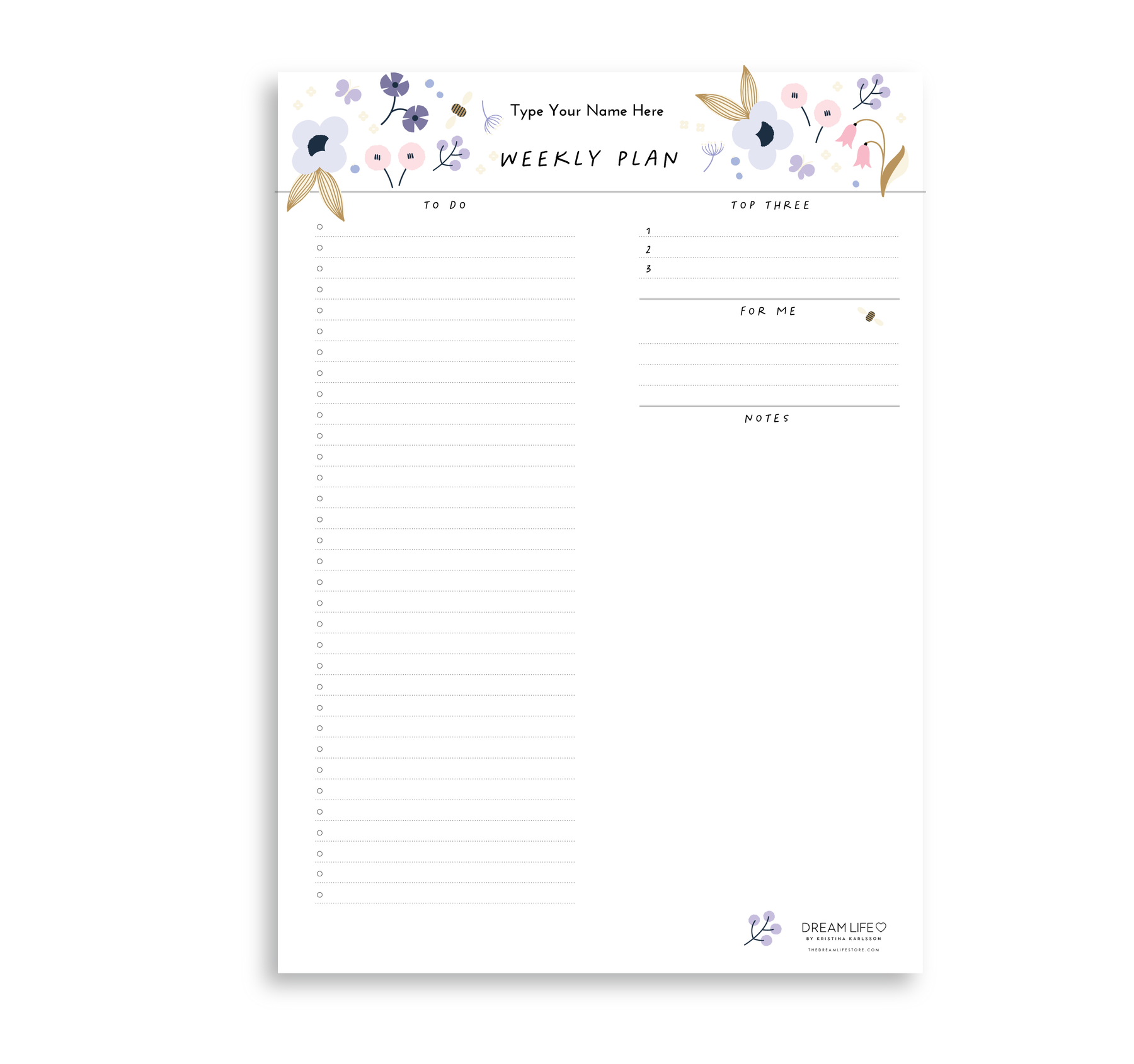 A4 Weekly Plan Notepad - Spring - Lilac – Dream Life