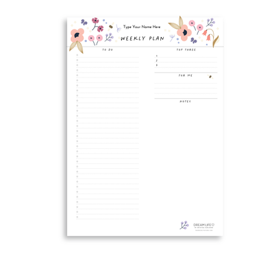 A4 Weekly Plan Notepad - Spring - Pink
