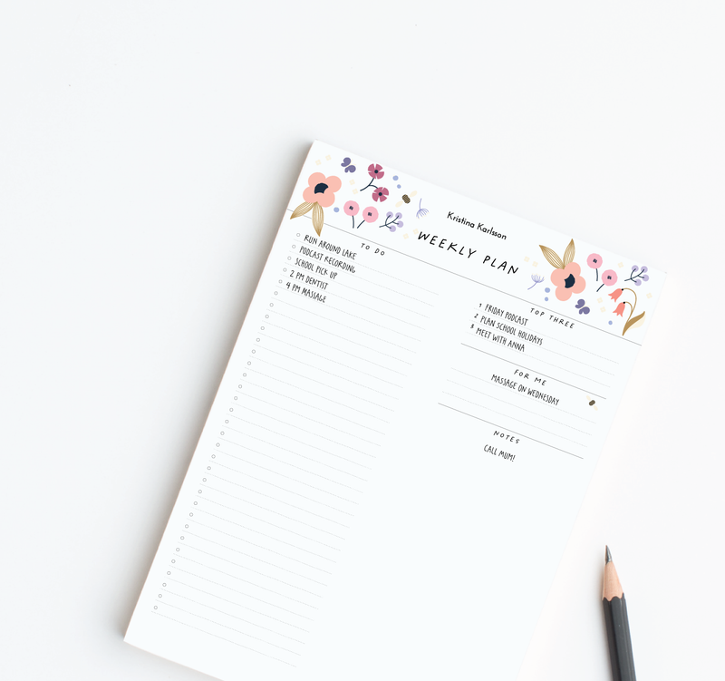 A4 Weekly Plan Notepad - Spring - Pink