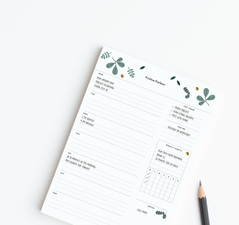 A4 Weekly Notepad - Kastanj