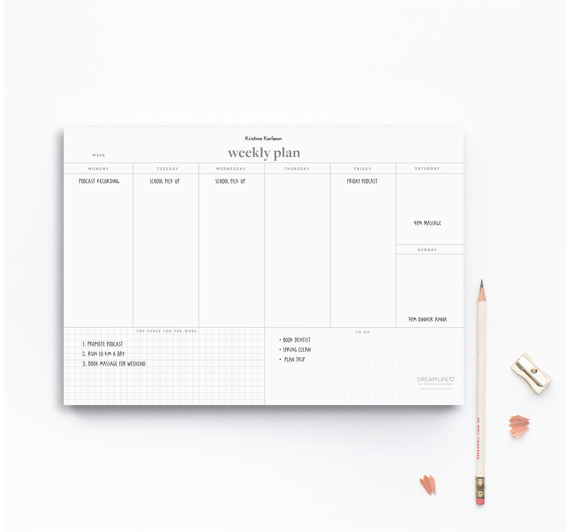 A4 Weekly Notepad - Progress – Dream Life