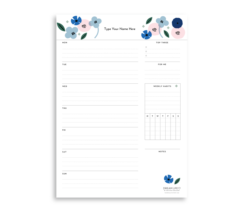 A4 Weekly Notepad  - Summer - Blue