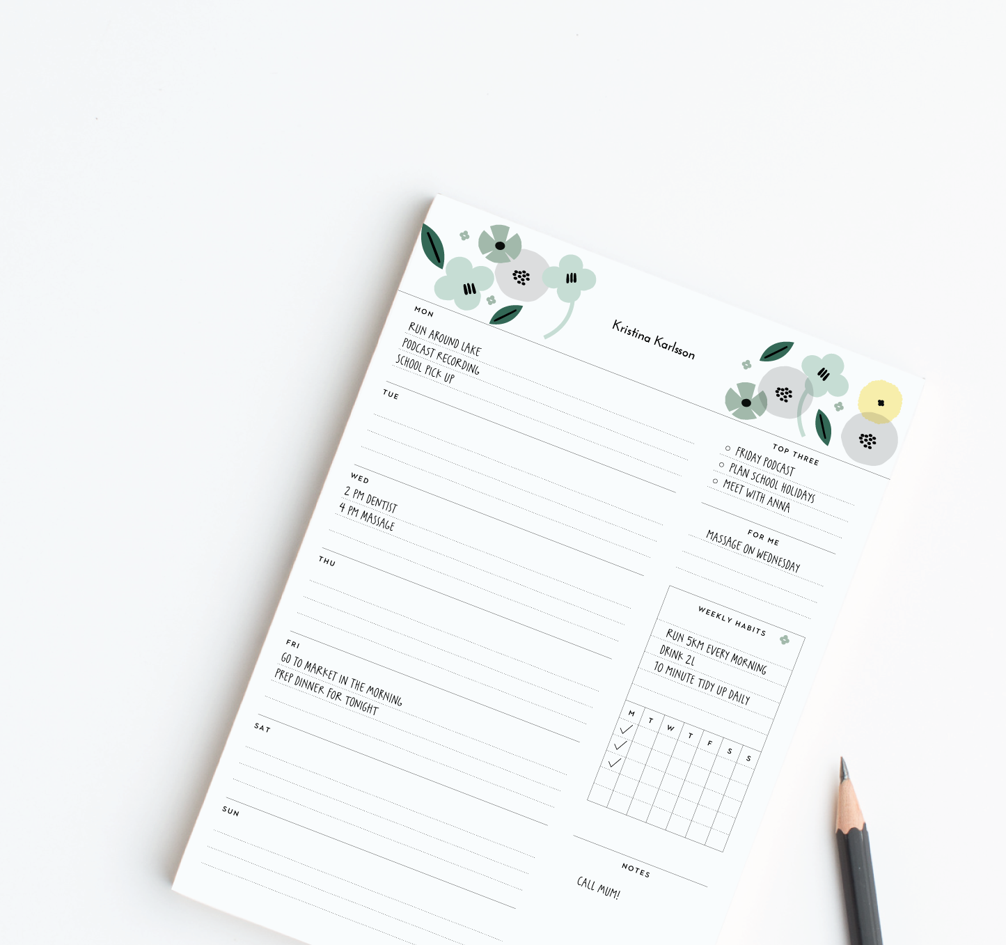 A4 Weekly Notepad - Summer - Green – Dream Life
