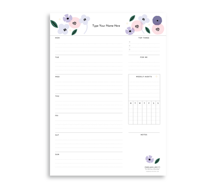 A4 Weekly Notepad - Summer - Lilac