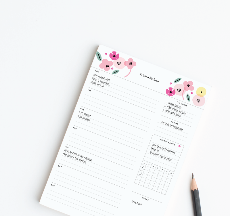 A4 Weekly Notepad - Summer - Pink