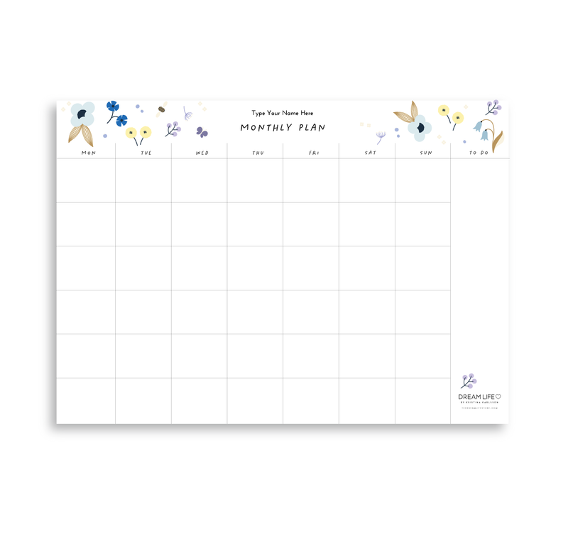 A4 Monthly Notepad - Spring - Blue