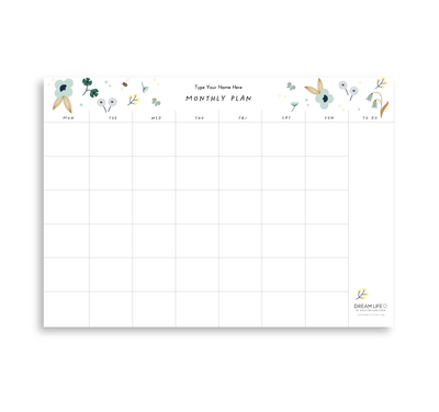 A4 Monthly Notepad - Spring - Green