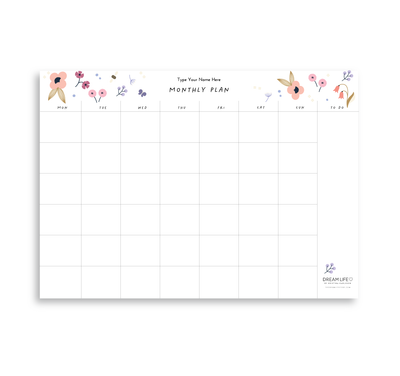 A4 Monthly Notepad - Spring - Pink