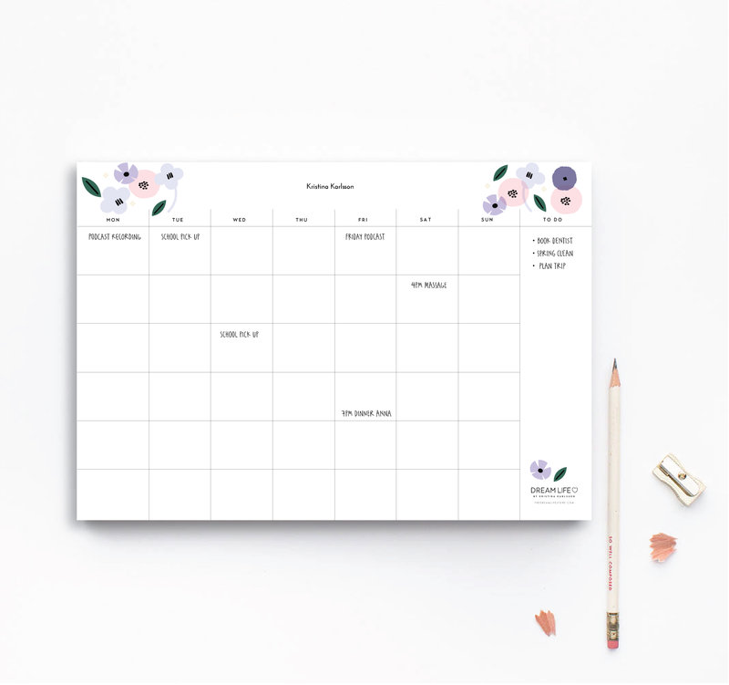 A4 Monthly Notepad - Summer - Lilac