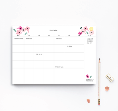 A4 Monthly Notepad - Summer - Pink