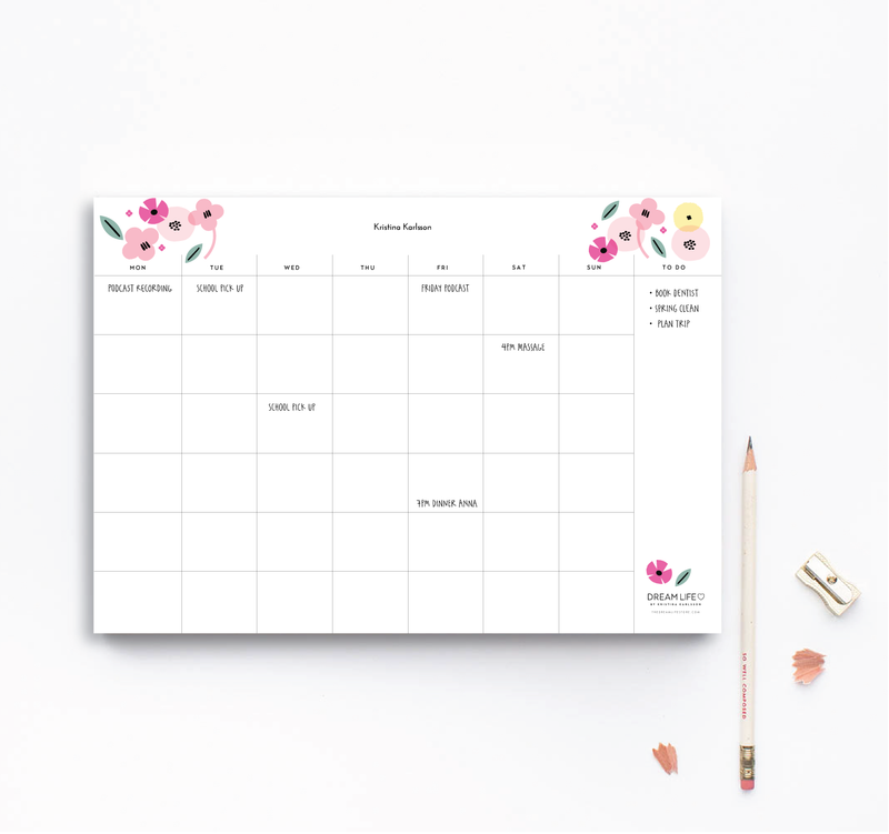 A4 Monthly Notepad - Summer - Pink