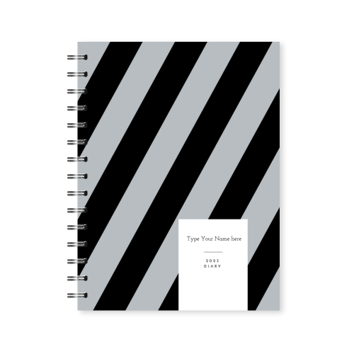 A5 2023 Spiral Vertical Weekly Diary – Stripe - Black