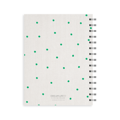 A5 Spiral Journal - Linen Look Dots - Green