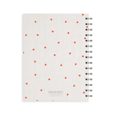 A5 Spiral Journal - Linen Look Dots - Red