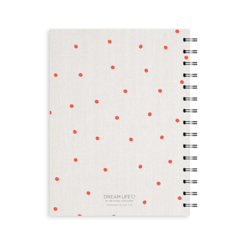 A5 Spiral Journal - Linen Look Dots - Red