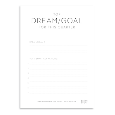 TOP 3 DREAMS/GOALS FOR THE QUARTER Downloadable PDF